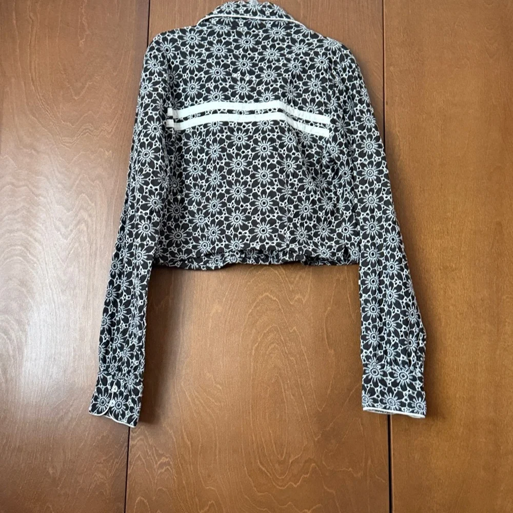 Free People Dream A Little Dream Top/Shacket Floral Black, Ivory $128 NWT Sz XS